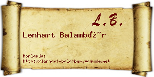 Lenhart Balambér névjegykártya